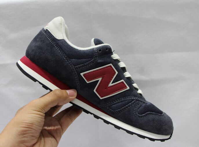New Balance 373 soldes, Pas cher 2015 New Balance 373AA Homme Pig Cuir Dark Bleu rouge Chaussures 7QFGF9NY9N